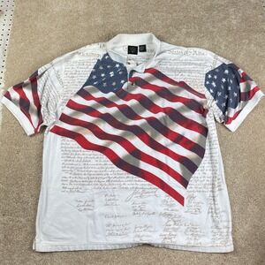 Cotton Traders Sport Mens XL American Flag Declaration of Independence‎ Polo